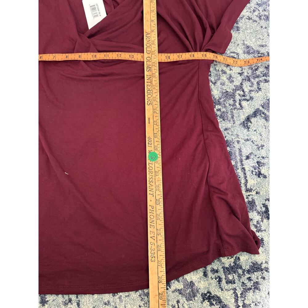NEW Universal Standard | Going Out Preppy Drape Front Top in Wine Sz 18/20 - Picture 6 of 6